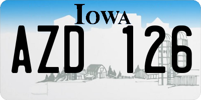 IA license plate AZD126