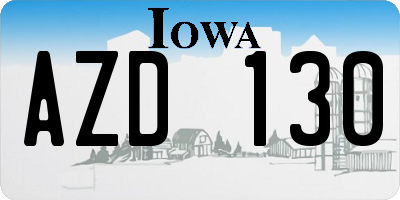 IA license plate AZD130