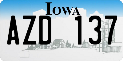 IA license plate AZD137