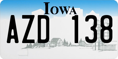 IA license plate AZD138