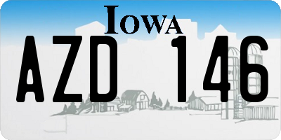 IA license plate AZD146