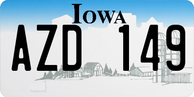 IA license plate AZD149