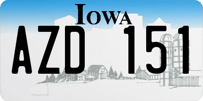 IA license plate AZD151