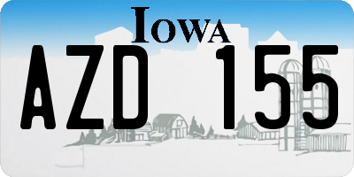 IA license plate AZD155