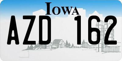 IA license plate AZD162