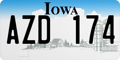 IA license plate AZD174