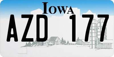 IA license plate AZD177