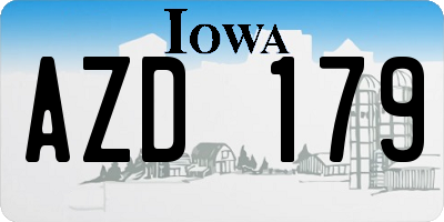 IA license plate AZD179