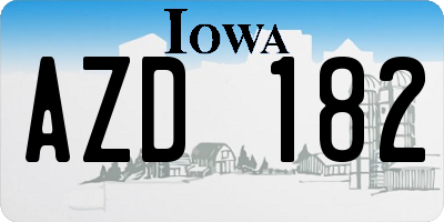 IA license plate AZD182