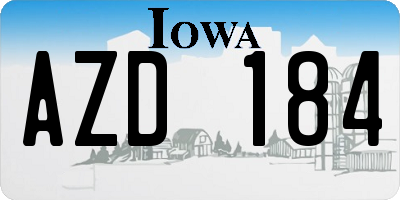 IA license plate AZD184