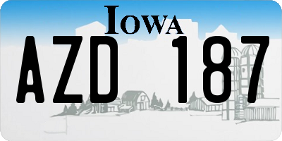 IA license plate AZD187
