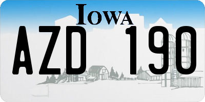 IA license plate AZD190