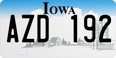 IA license plate AZD192