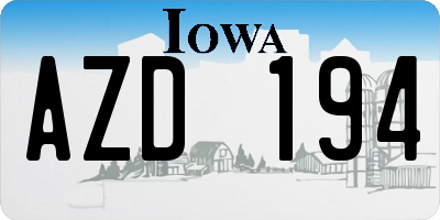 IA license plate AZD194
