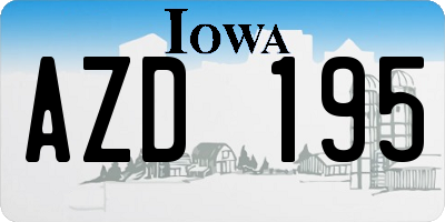 IA license plate AZD195