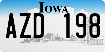 IA license plate AZD198