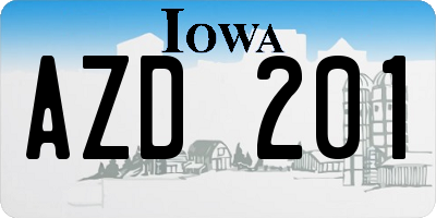IA license plate AZD201