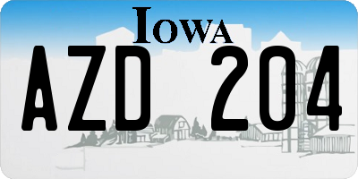IA license plate AZD204