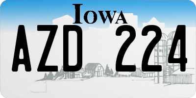 IA license plate AZD224