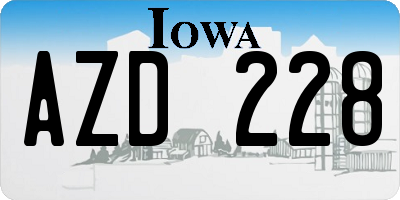 IA license plate AZD228