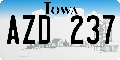 IA license plate AZD237