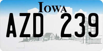 IA license plate AZD239
