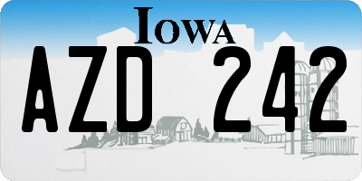IA license plate AZD242