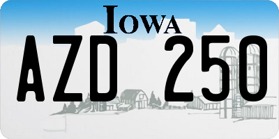 IA license plate AZD250
