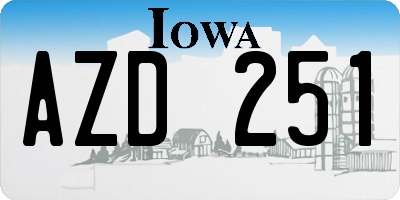 IA license plate AZD251