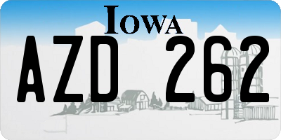 IA license plate AZD262