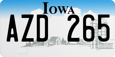 IA license plate AZD265