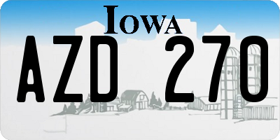 IA license plate AZD270