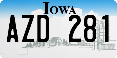 IA license plate AZD281