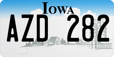IA license plate AZD282