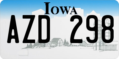 IA license plate AZD298