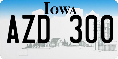 IA license plate AZD300