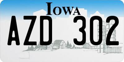 IA license plate AZD302
