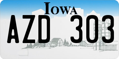 IA license plate AZD303