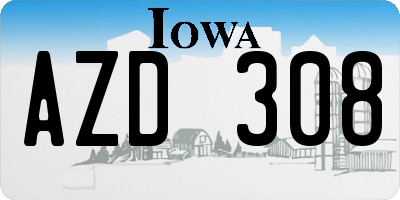 IA license plate AZD308