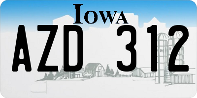 IA license plate AZD312