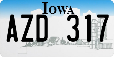 IA license plate AZD317