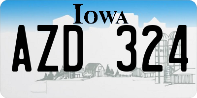 IA license plate AZD324