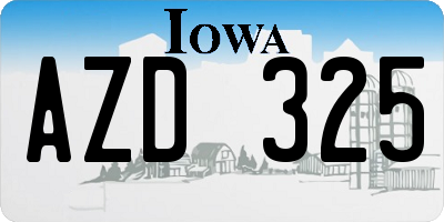 IA license plate AZD325
