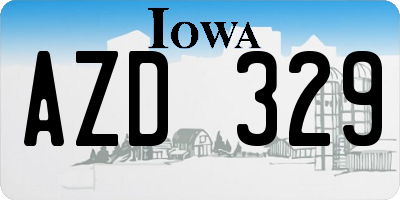 IA license plate AZD329