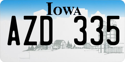 IA license plate AZD335