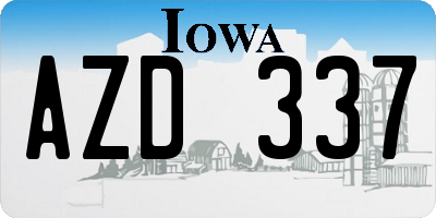 IA license plate AZD337