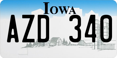 IA license plate AZD340