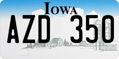 IA license plate AZD350