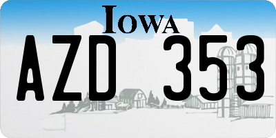 IA license plate AZD353