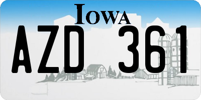 IA license plate AZD361